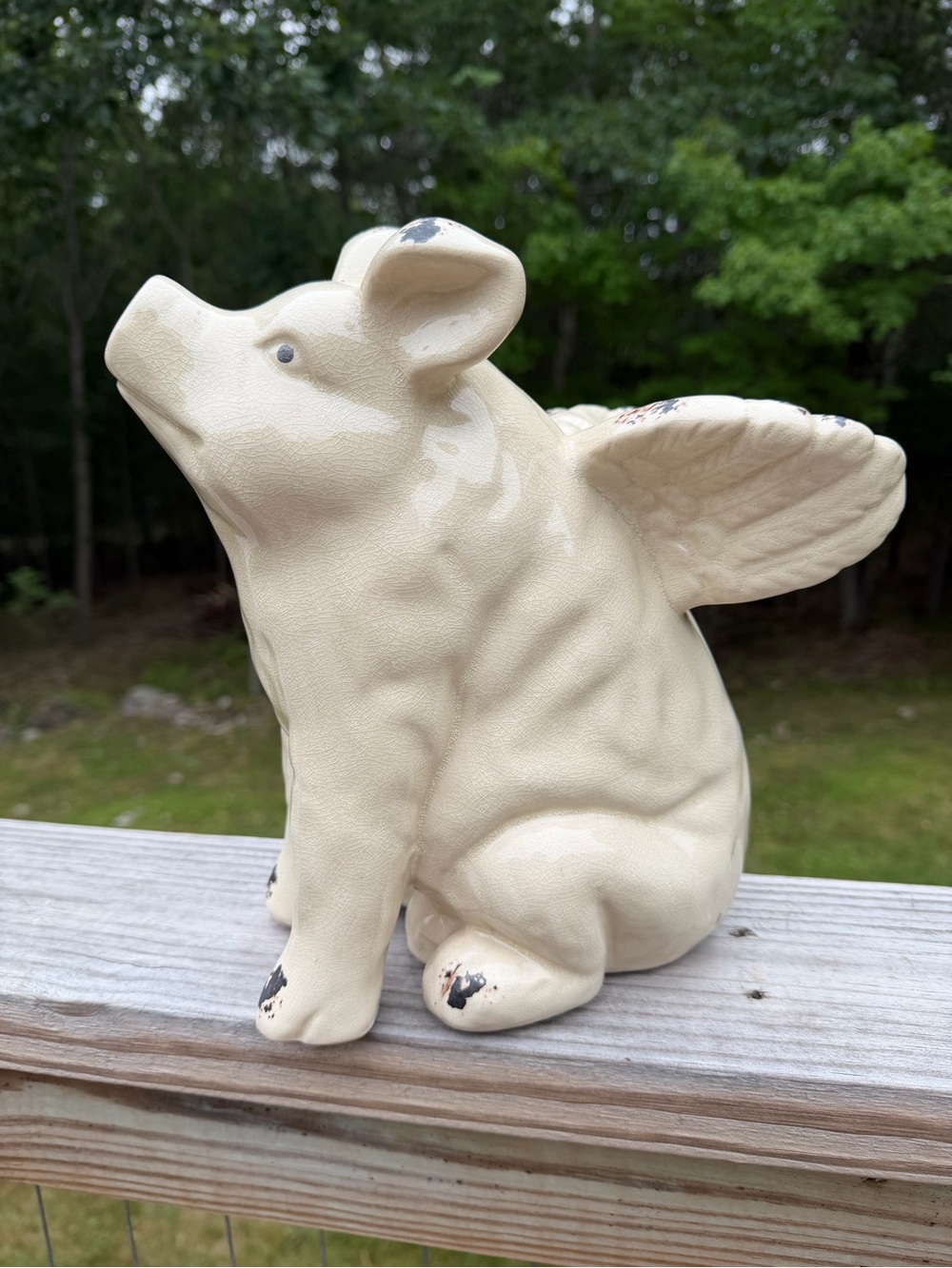 🐷🪽 Large Cream Ceramic Pig | Decorative Home Art - Picture 8 of 9
